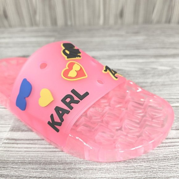 Karl Lagerfeld Paris Thea Fuchsia Pink Translucent Pool Slides-Women's Size8 NEW - Picture 13 of 16
